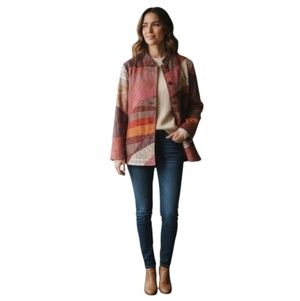 Vintage Orvis Women's Wool Coat Multicolour Patchwork Size XL